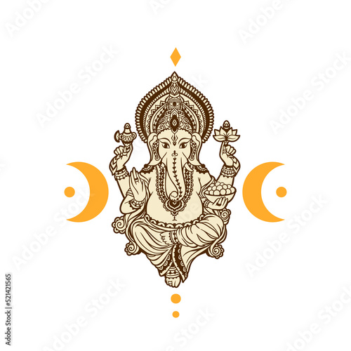 lord Ganesh image. God with elephant head. vector Illustration