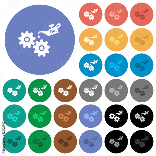 Oiler can and gears round flat multi colored icons