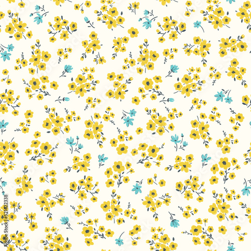 Hand drawn yellow flowers. Vector seamless background