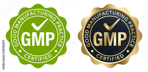 GMP certified badge. Good manufacturing practices