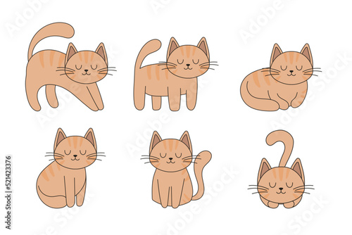 Collection hand drawn cute cats. Perfect for scrapbooking  greeting card  poster  sticker kit.