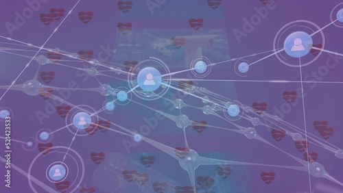 Wallpaper Mural Animation of network of connections over heart icons Torontodigital.ca