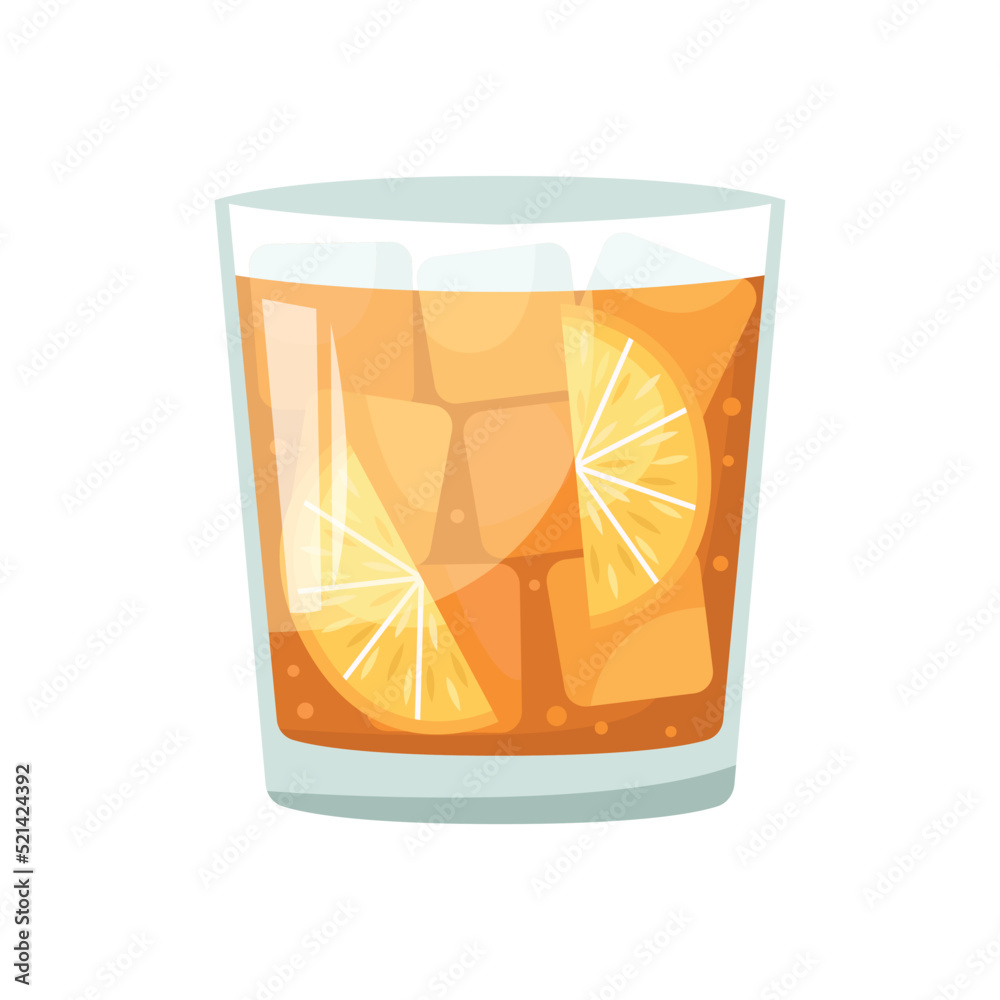 Vector illustration of a club alcoholic cocktail. Old-fashioned Vector illustration of a club alcoholic cocktail. Old-fashioned