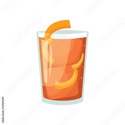 Vector illustration of a club alcoholic cocktail. Negroni