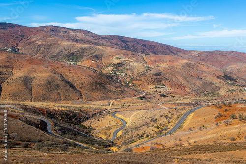 Curved roads in the rif mountains in Morocco photo
