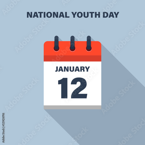 National Youth Day. January 12, calendar icon. Date.