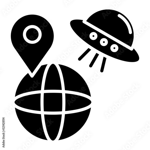 UFO Earth Line Icon