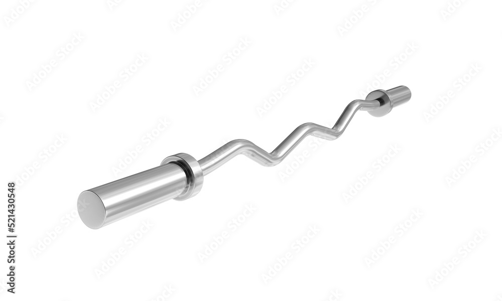 EZ Curl bar isolated on white background, stainless steel gym equipment. 3D Rendering EZ Curl bar isolated on white background, stainless steel gym equipment. 3D Rendering