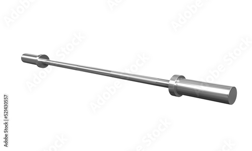 Straight Curl bar isolated on white background, stainless steel gym equipment. 3D Rendering