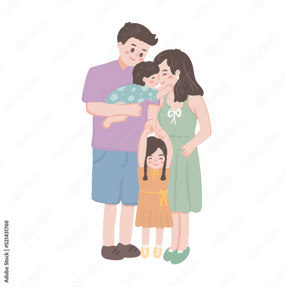 Happy family, dad, mom and kid