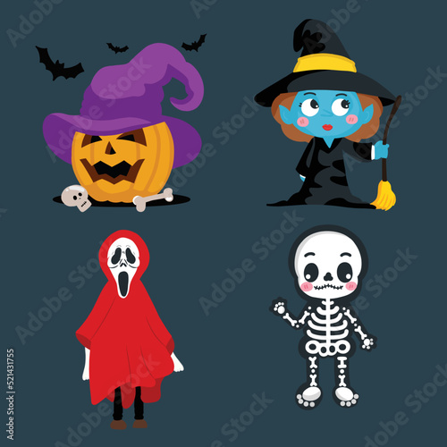 Set of cartoon Halloween character