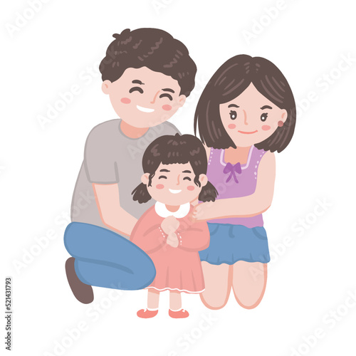Happy family, dad, mom and kid