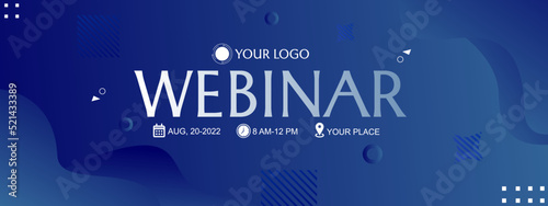 blue webinar banner. elegant and modern cover design. abstract geometry background