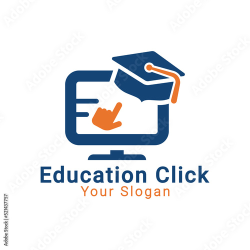 Online Education logo, Education Click logo, E-book logo, e-library logo, e-learning logo template