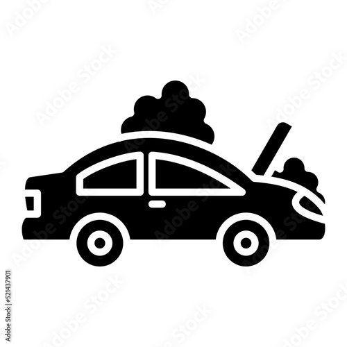Broken Car Glyph Icon