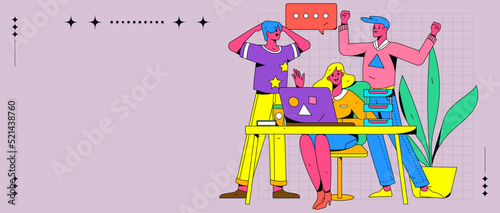 Internet workers collaborating with each other vector concept illustration
