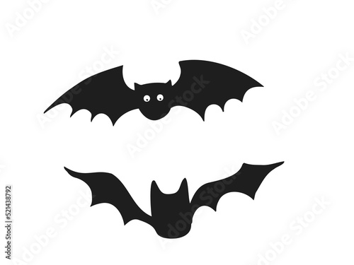 Halloween 2022 - October 31. A traditional holiday. Trick or treat. Vector illustration in hand-drawn doodle style. Set of silhouettes of bats.