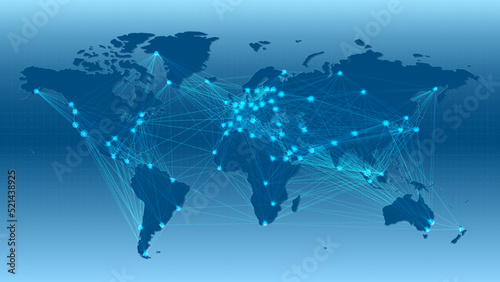 Global background/World map, countries cities are connected by lines. Global communications, logistics, transport and trade. Vector illustration, editable objects on different layers.