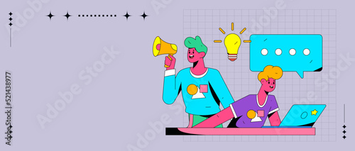 Internet workers collaborating with each other vector concept illustration
