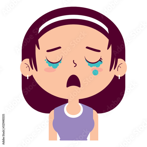 girl crying face cartoon cute