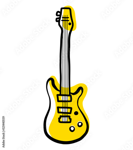 Guitar outline musical instrument, vector isolated silhouette, simple hand drawn doodle icon.