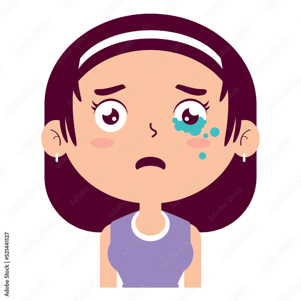 girl crying face cartoon cute