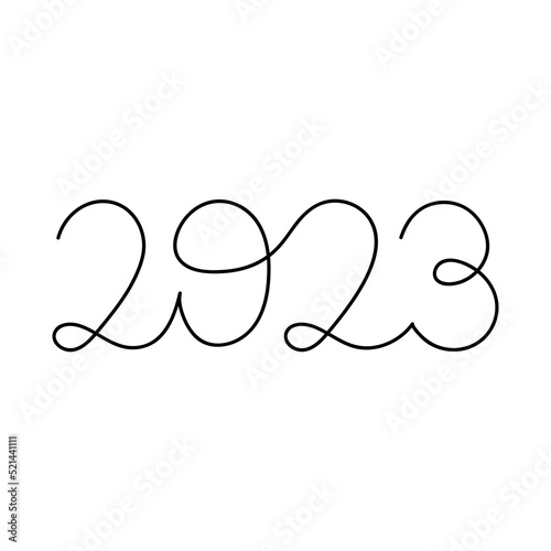 2023 year. Continuous one line drawing. Vector illustration