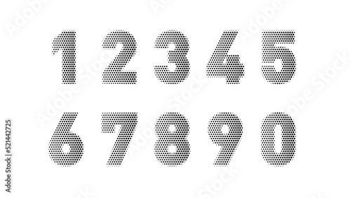 2D Black And White Halftone Numbers Set