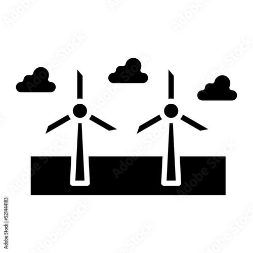 Windmill Landscape Line Icon