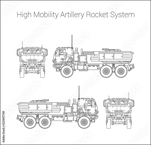 M142 HIMARS - High Mobility Artillery Rocket System vector illustration photo