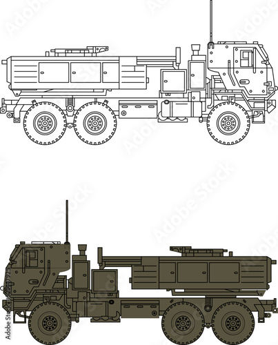 Lockheed Martin M142 HIMARS - High Mobility Artillery Rocket System vector illustration