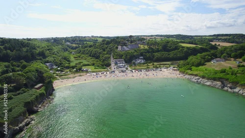 Wallpaper Mural Aerial view of busy beach in Cornwall filled with tourists on a summer day Torontodigital.ca