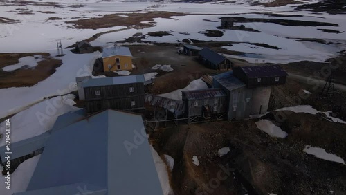 Aerial footage of the Old Mining site in Storwartz amid the wintry scenery of Røros, Norway was taken by a drone. photo