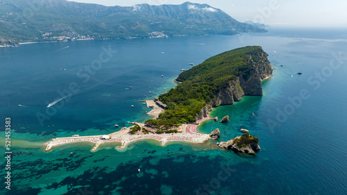 Obraz na płótnie Sveti Nikola Saint Nicholas Island from drone in blue adriatic sea w salonie