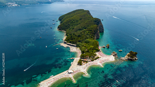 Φωτογραφία Sveti Nikola Saint Nicholas Island from drone in blue adriatic sea