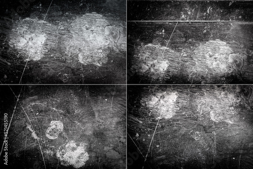 Collection of images with scratched dirty dusty copper plate texture