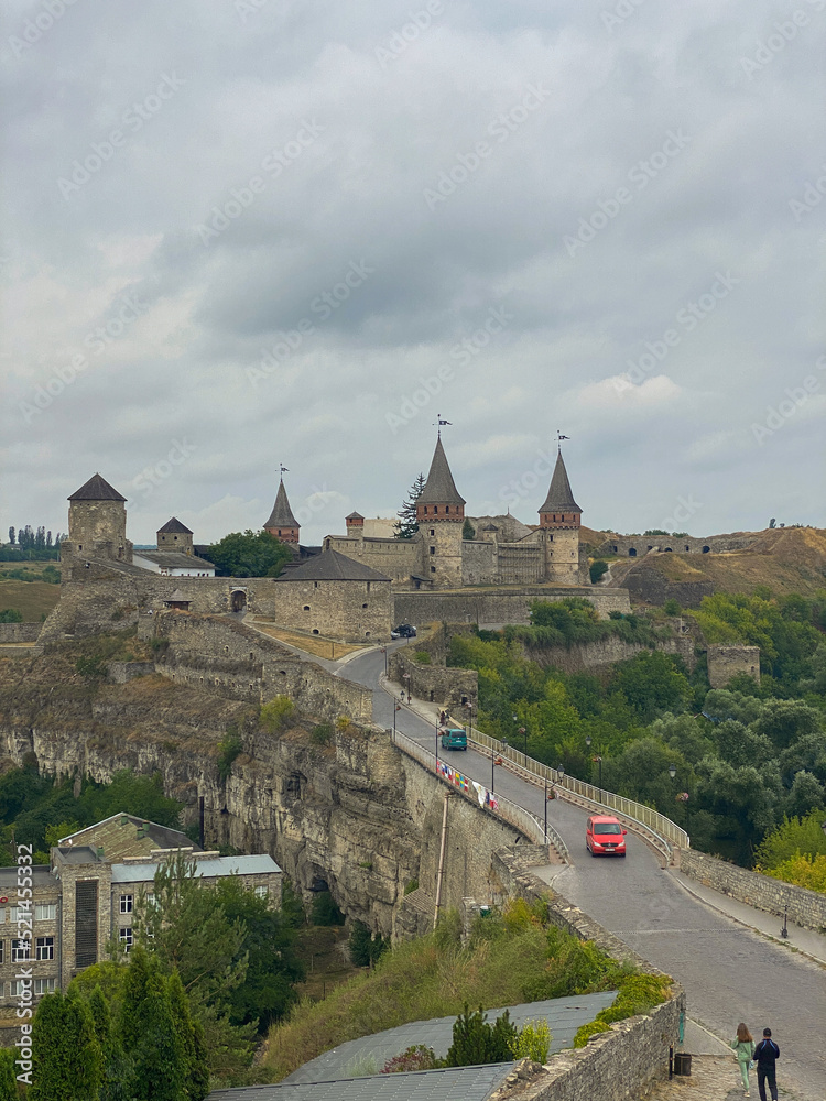 Old medieval castle of Kamenetz-Podilsk town, Ukraine, historical monuments, day view