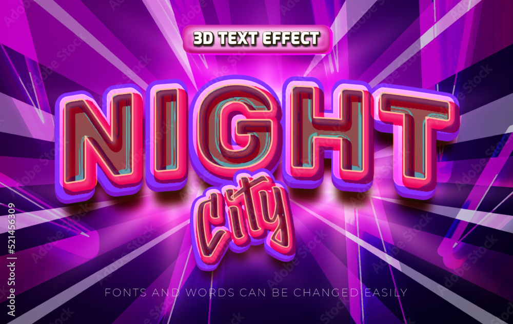 Night city 3d editable text effect style Night city 3d editable text effect style