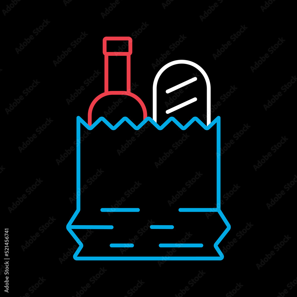 Paper bag with food vector icon Paper bag with food vector icon