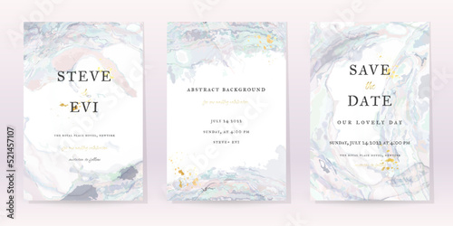 Marble Watercolor Set Art Design. Gold Invitation