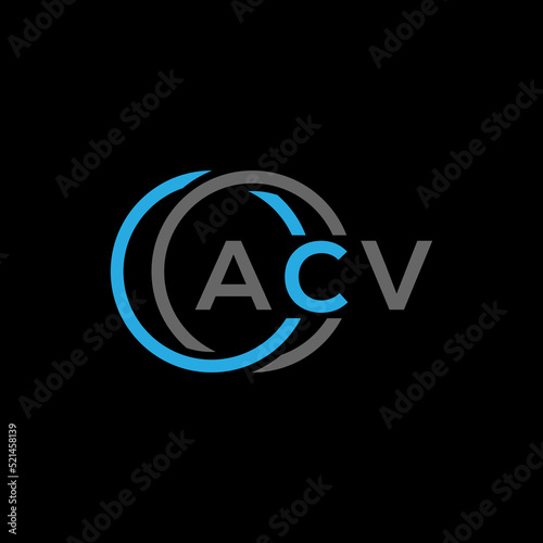 ACV logo monogram isolated on circle element design template, ACV letter logo design on black background. ACV creative initials letter logo concept. ACV letter design.
 photo