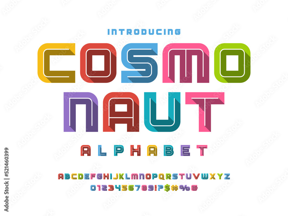 Vector of modern inner shadow display alphabet design with uppercase, numbers and symbols Stock