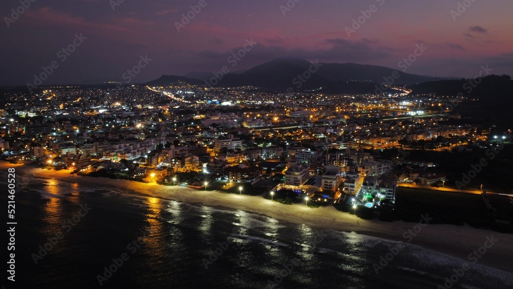 aerial photography of playa dos ingleses at night