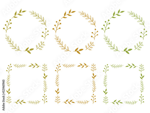 手描きの葉っぱのフレームセット