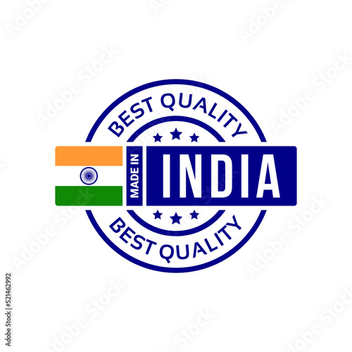 made in india badge icon stamp logo with flag. vector illustration