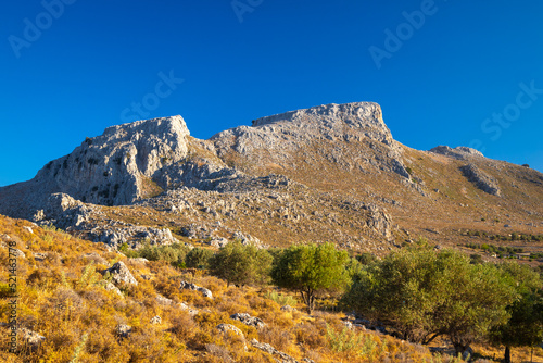 Rocky hills in the interior of the island of Rhodes, Greece, Europe. photo
