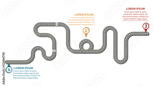 Obraz na płótnie Business workflow roadmap, infographic flat lay style, in 16:9 wide, HD format on white background with 3 check points w salonie