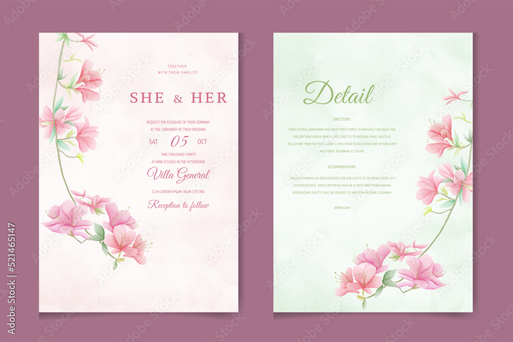 Elegant flower watercolor background card. Wedding floral invitation .