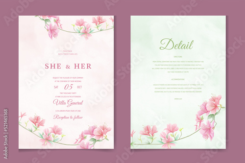 Elegant flower watercolor background card. Wedding floral invitation .