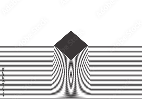 Rhomb are pressed into the lines. Abstract art line design. Mass gravity concept